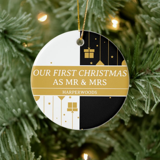 Adorno De Cerámica Decorativo simple Nuestra primera Navidad como Sr. (Árbol)