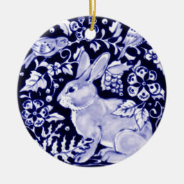 Adorno De Cerámica Dedham Blue Rabbit, diseño clásico azul y blanco