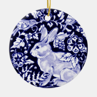 Adorno De Cerámica Dedham Blue Rabbit, diseño clásico azul y blanco