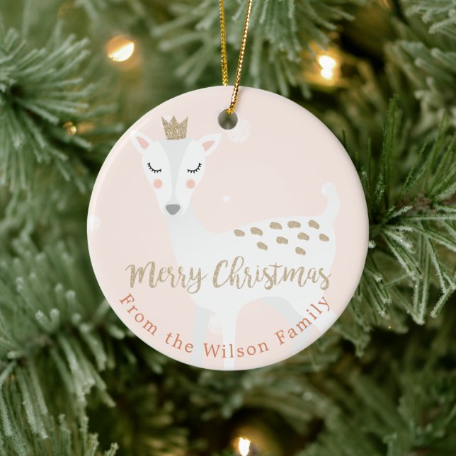 Adorno De Cerámica Deer cutto | Rubor Pink | Navidades personalizados (Árbol)