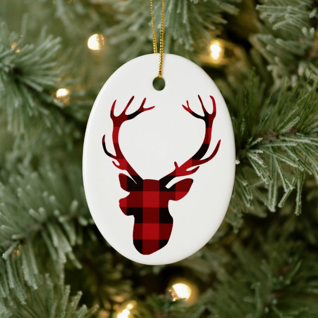 Adorno De Cerámica deer head lumberjack buffalo Ceramic Ornament (Árbol)