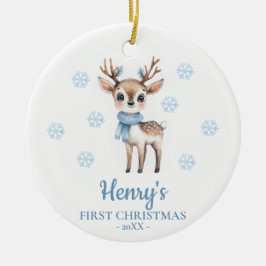 Adorno De Cerámica Deer Personalized Baby's First Christmas