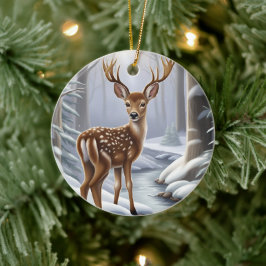 Adorno De Cerámica Deer Winter