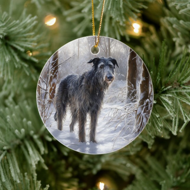 Adorno De Cerámica Deerhound escocés deja que nieve Navidades (Árbol)