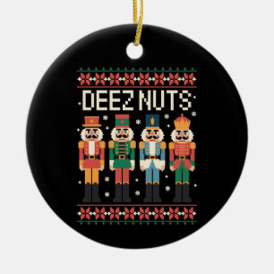 Adorno De Cerámica Deez Nuts Divertido Cascanueces De Navidad Xmas Fi