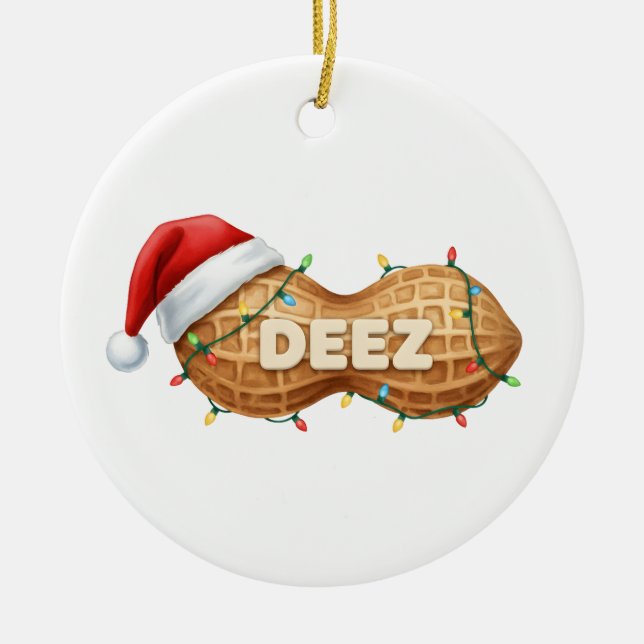 Adorno De Cerámica Deez Nuts,Funny Deez Nuts Christmas Peanut (Frente)
