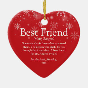 Adorno De Cerámica Definición de Mejor Amigo Personalizada Navidad