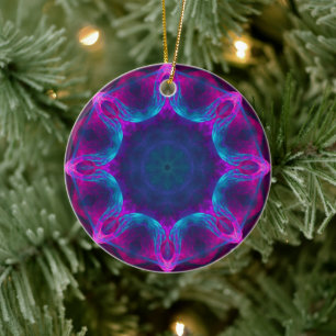 Adorno De Cerámica Degradado del Kaleidoscopio Oscuro Azul y Rosa