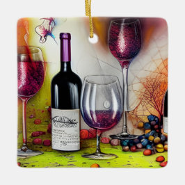 Adorno De Cerámica Degustación de vinos Colorida Personalizada