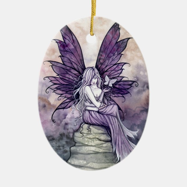Adorno De Cerámica Dejar ir al arte de las hadas y las mariposas (Frente)