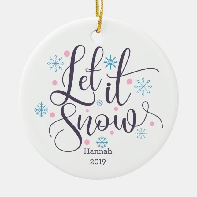 Adorno De Cerámica Dejemos que la nieve sea festividad Navidades (Frente)