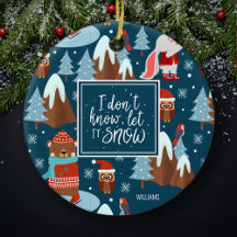 Dejemos que nieve cuela animal con nombres Navidad