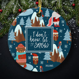 Adorno De Cerámica Dejemos que nieve cuela animal con nombres Navidad