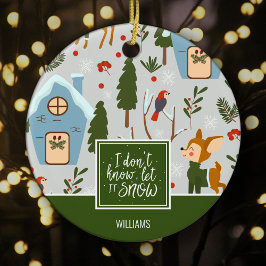 Adorno De Cerámica Dejemos que nieve cueste reno nombre Navidades ver