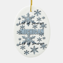Adorno De Cerámica Dejemos que nieve, honor de Navidad en Michigan