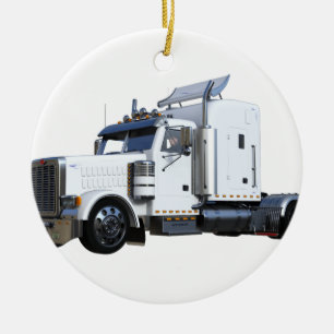 Adorno De Cerámica Del blanco tractor remolque semi