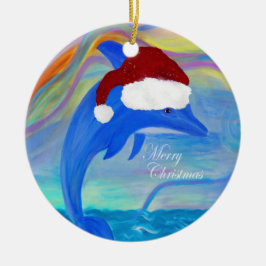Adorno De Cerámica Delfín de Santa Navidad