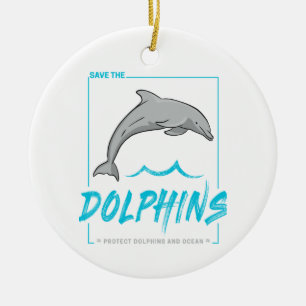 Adorno De Cerámica Delfín Protege La Porpoise Y La Vintage Oceánica