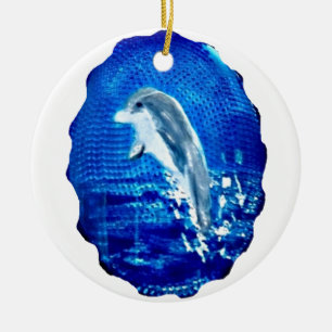 Adorno De Cerámica Delfín saltando animal marino