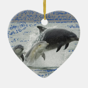 Adorno De Cerámica Delfines
