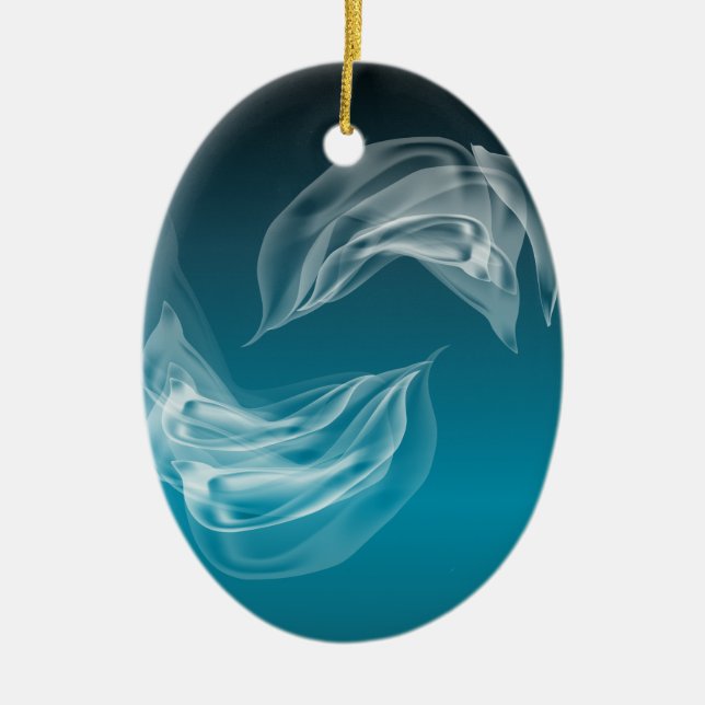 Adorno De Cerámica Delfines abstractos en juego (Frente)