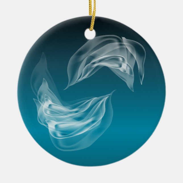 Adorno De Cerámica Delfines abstractos en juego (Frente)