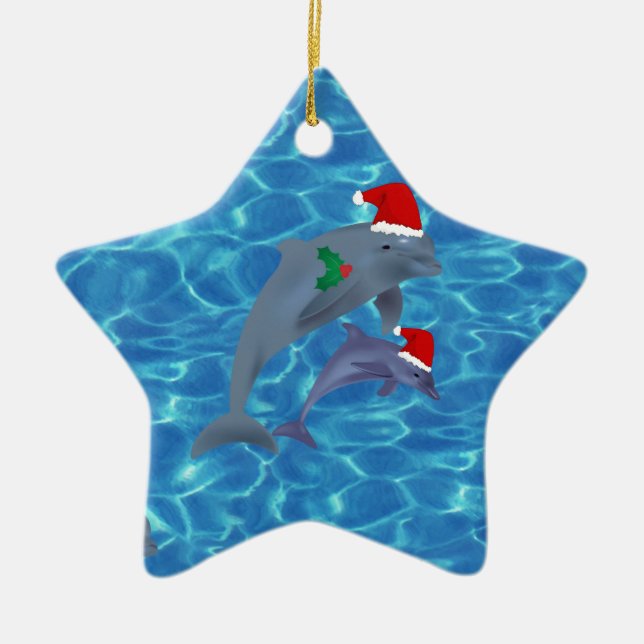 Adorno De Cerámica delfines de santa claus (Frente)