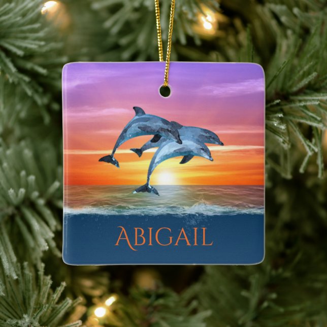Adorno De Cerámica Delfines personalizados saltando Navidades oceánic (Árbol)