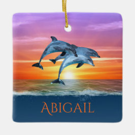 Adorno De Cerámica Delfines personalizados saltando Navidades oceánic