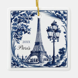 Adorno De Cerámica Delft Blue Paris Eiffel Tower