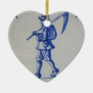 Adorno De Cerámica Delft Blue Tile - Plantilla