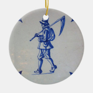 Adorno De Cerámica Delft Blue Tile - Plantilla