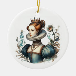 Adorno De Cerámica Delicada Reina en estilo acuarela