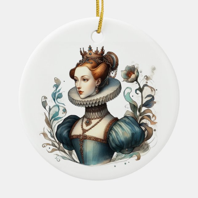 Adorno De Cerámica Delicada Reina en estilo acuarela (Frente)