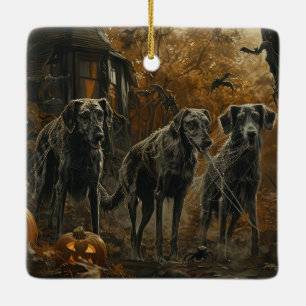 Adorno De Cerámica Delicia de Perro de Noche de Halloween de Lebrel A