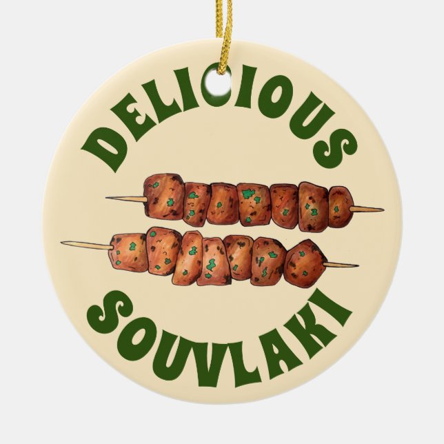 Adorno De Cerámica Deliciosa Souvlaki Carne de cerdo Skewer Cocina gr (Frente)
