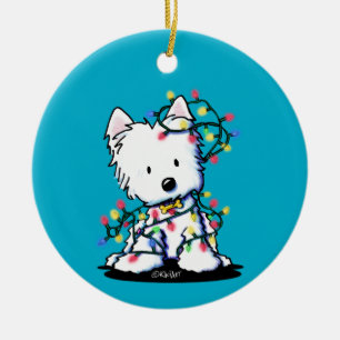 Adorno De Cerámica Delighted Westie Navidad KiniArt 