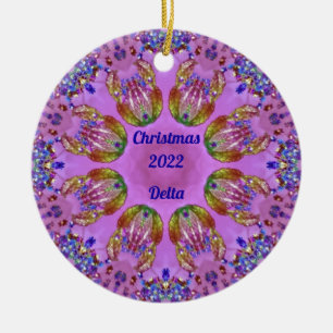Adorno De Cerámica DELTA ~ NAVIDADES Rosa Azul Verde Rojo 2022 ~