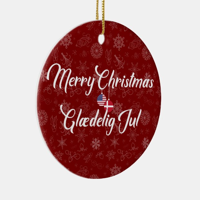 Adorno De Cerámica Denmark USA Bilingual Merry Christmas (Derecha)