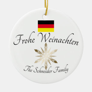 Adorno De Cerámica Denominación de la familia alemana Froi Weinachten