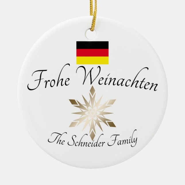 Adorno De Cerámica Denominación de la familia alemana Froi Weinachten (Frente)