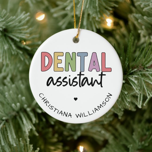 Adorno De Cerámica Dental Assistant de nombre personalizado (Árbol)