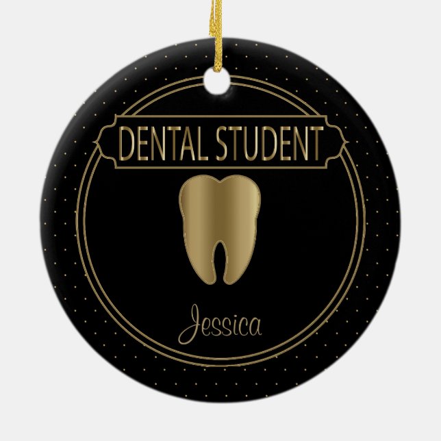 Adorno De Cerámica Dental 🦷 Student  - Black and Gold (Atrás)