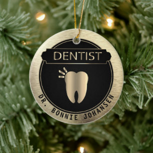 Adorno De Cerámica 🦷 dentista - Negro y Oro