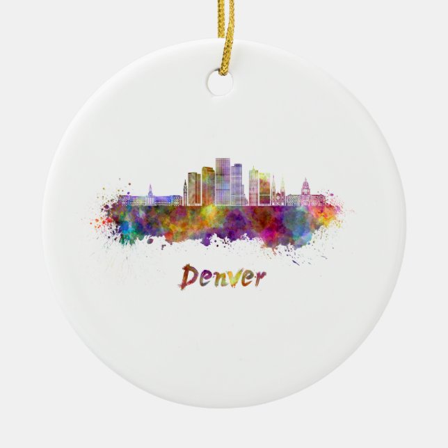 Adorno De Cerámica Denver skyline in watercolor (Frente)