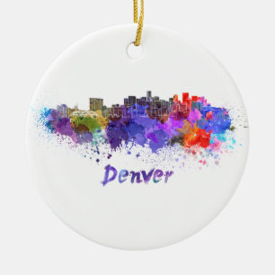 Adorno De Cerámica Denver skyline in watercolor