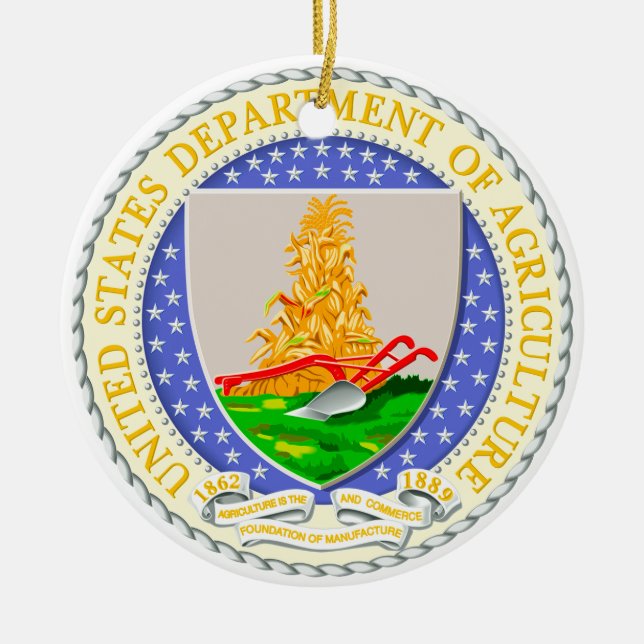 Adorno De Cerámica Departamento De Agricultura De Estados Unidos (Frente)