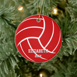 Adorno De Cerámica deporte minimal rojo verde chicas chicos voleibol