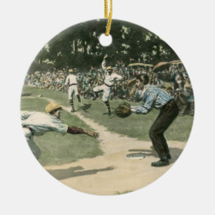 Adorno De Cerámica Deportes Antiguos, Jugador de Béisbol Deslizándose