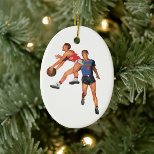 Adorno De Cerámica Deportes Antiguos, Jugadores de Baloncesto en un J